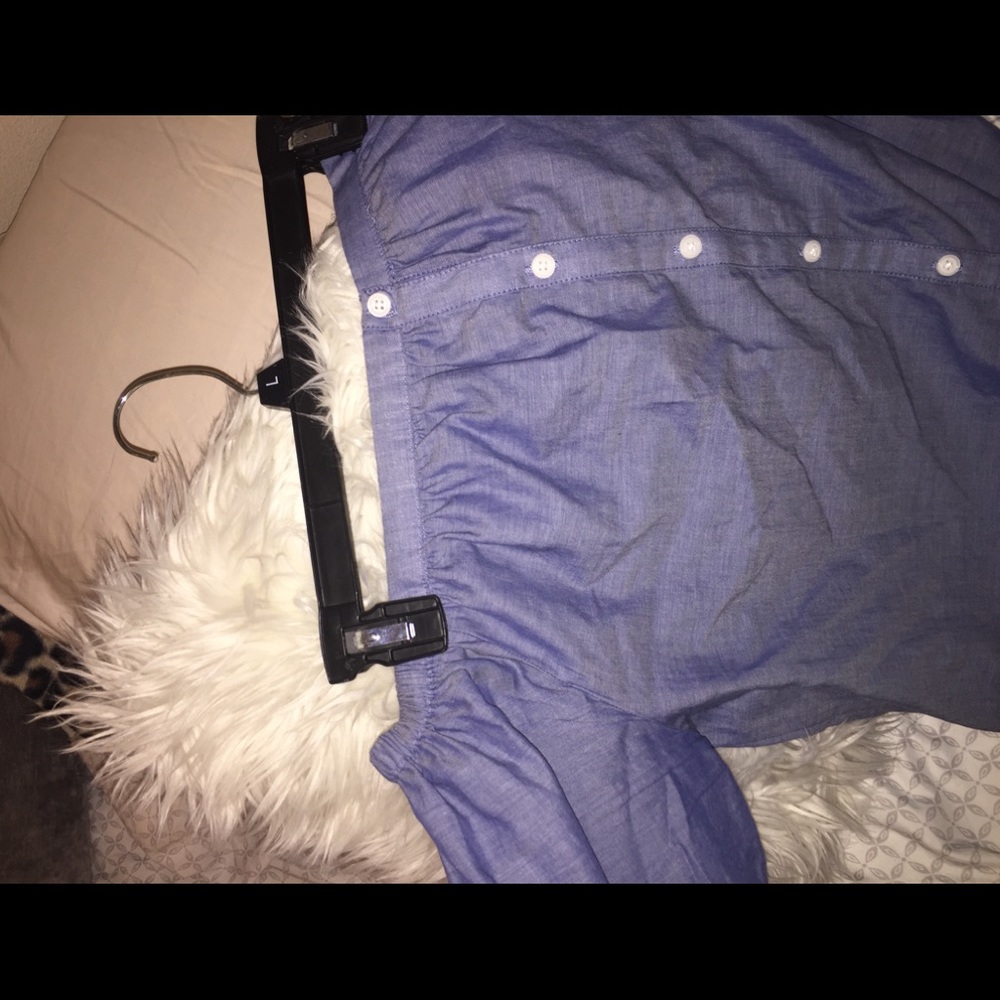 Off the shoulder blue top